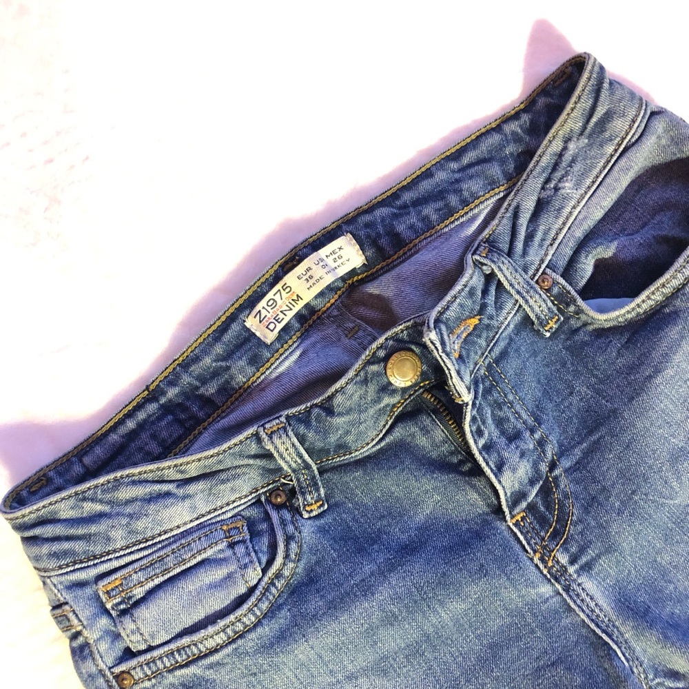 Zara Z1975 Basic Denim Ripped Jeans